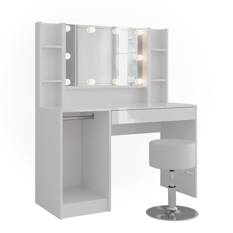 Vicco Stół toaletowy Sherry, Biały/biały wysoki połysk, 119.8 cm 5 części