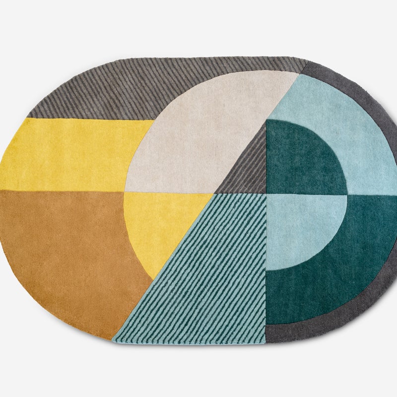 Dywan owalny geometryczny 160x230 cm, 100% wełny, miękki i elegancki do salonu i sypialni