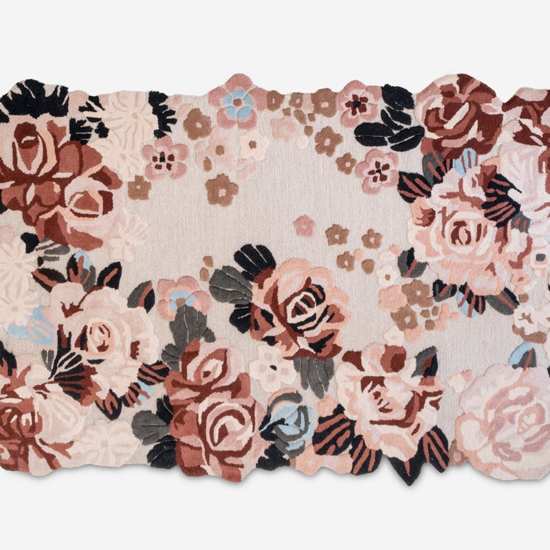 Dywan z nadrukiem kwiatowym 160x230 cm, 100% wełny, miękki i elegancki do salonu i sypialni