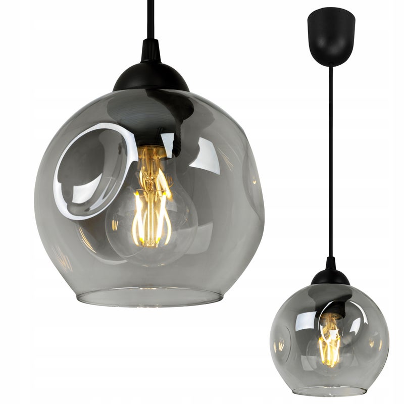 Lampa sufitowa wisząca Rio modern 1xE27 abażur kula grafitowa Light Home LH