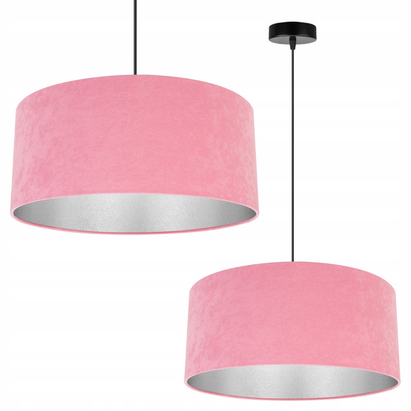 Lampa sufitowa wisząca Mediolan modern 1xE27 abażur walec srebrno/różowy Light Home LH