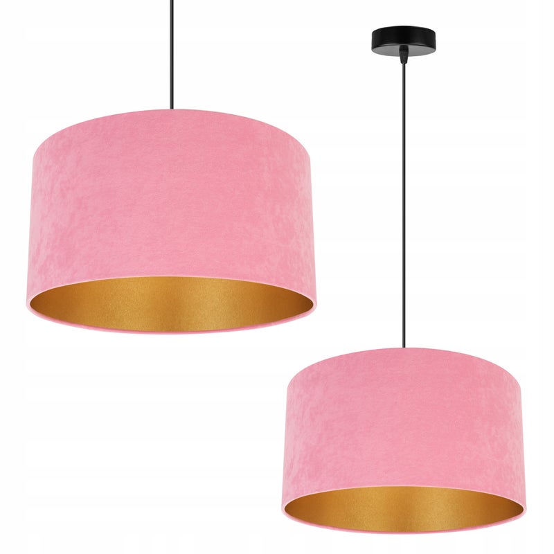 Lampa sufitowa wisząca Mediolan modern 1xE27 abażur walec złoto/różowy Light Home LH