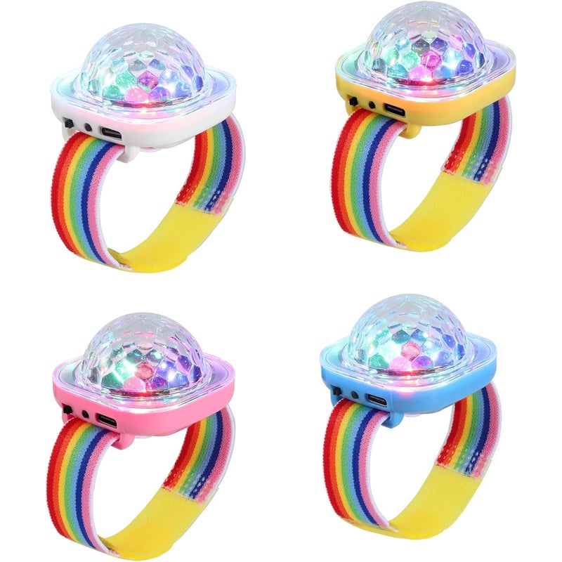 Miniaturowa przenośna latarka LED, pasek do zegarka z funkcją migania w nocy, ładowana przez USB, z przyssawką, opakowanie 4 szt.