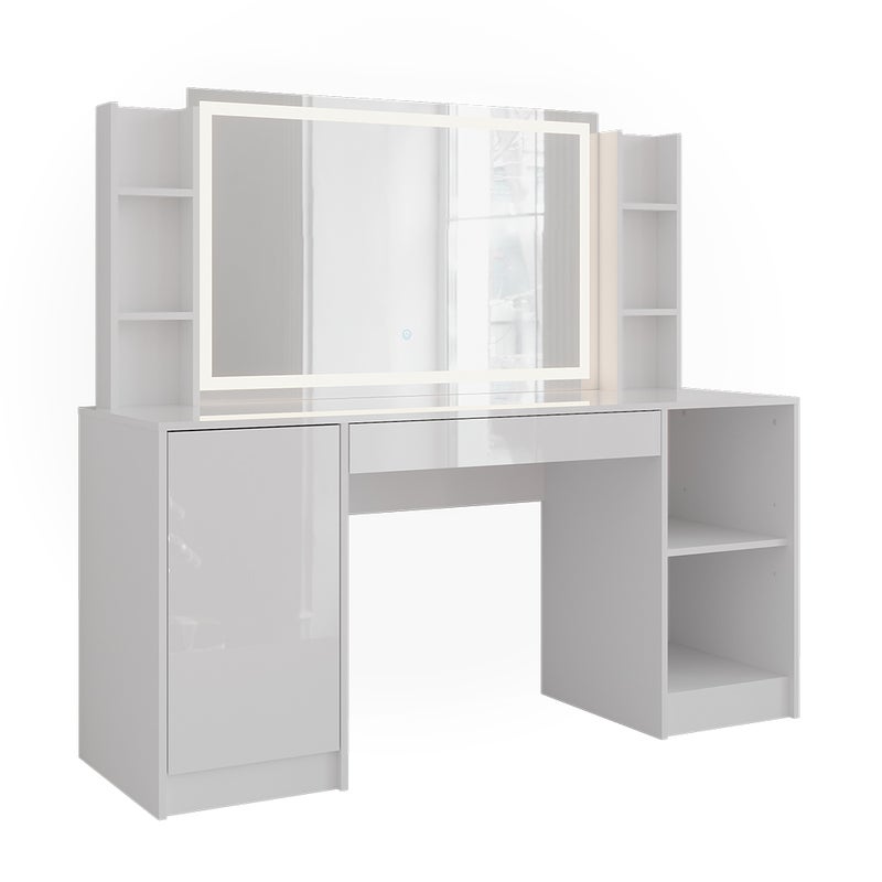 Vicco Stół toaletowy Sherry, Biały/biały wysoki połysk, 158.2 cm 4 części