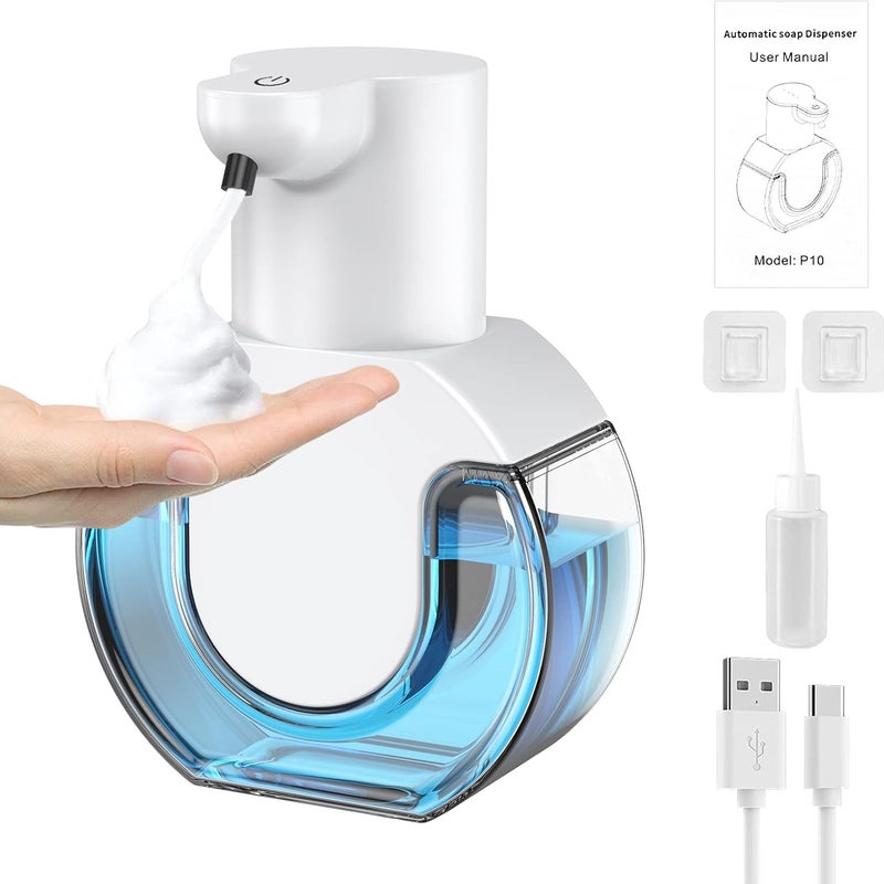 Automatyczny dozownik mydła w pianie, 4 poziomy regulacji, 430 ml, ścienny, ładowany przez USB, elektryczny dozownik mydła w pianie, łazienka, kuchnia