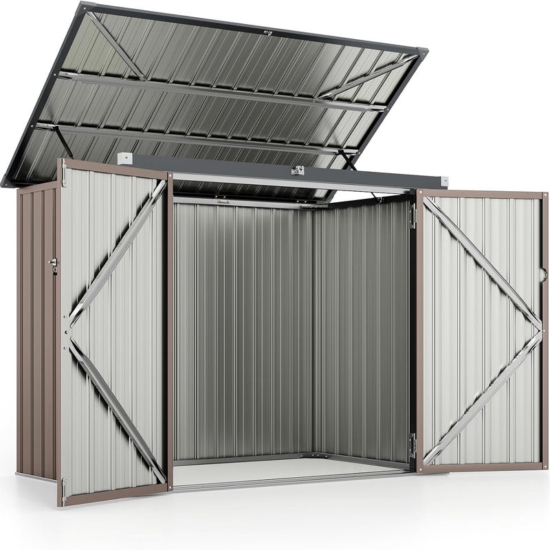 1,51 m² Metalowa Szopa Ogrodowa z Ocynkowanej Stali, 2 Zamykane Drzwi, Wzmocniona Konstrukcja, 1,97 m³, 172 x 100 x 129 cm (Ciepły Szary)