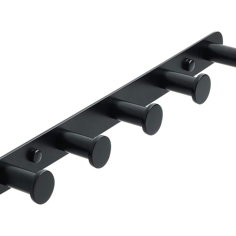 Wieszak ścienny na ręczniki, wkręcany, do łazienki i kuchni, matowoczarny, ze stali nierdzewnej, 5 okrągłych haczyków