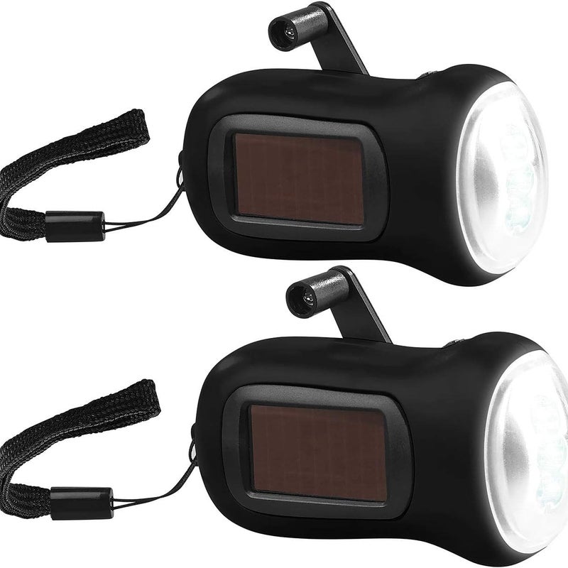 Zestaw 2 latarek solarnych i latarki LED z korbką