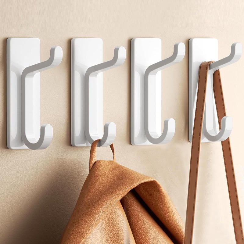 Biały uchwyt na ręczniki łazienkowe 3,15 x 1,1 x 1,3 cala, opakowanie 4 sztuk, wieszak na ręczniki kuchenne bez wiercenia, wodoodporny i odporny na rd