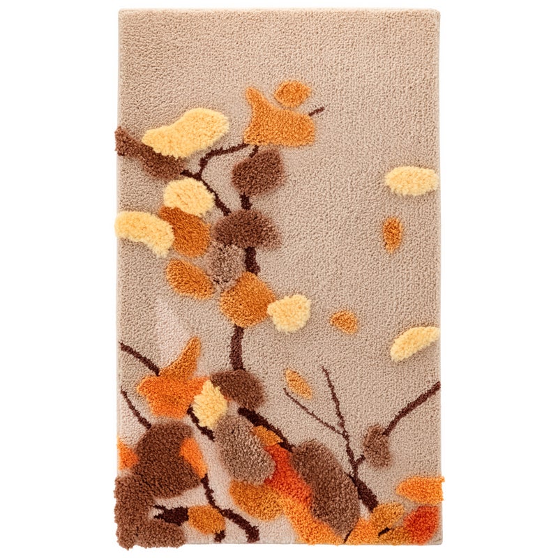 Dywanik łazienkowy Shaggy 3D Gaia 60x100 cm roślinny beżowy