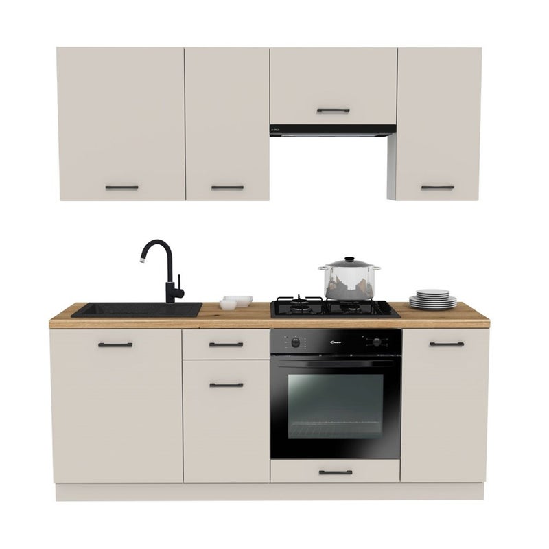 Zestaw szafek kuchennych, Cashmere/Dąb Evoke, 200 x Regulowane x 48,5 cm