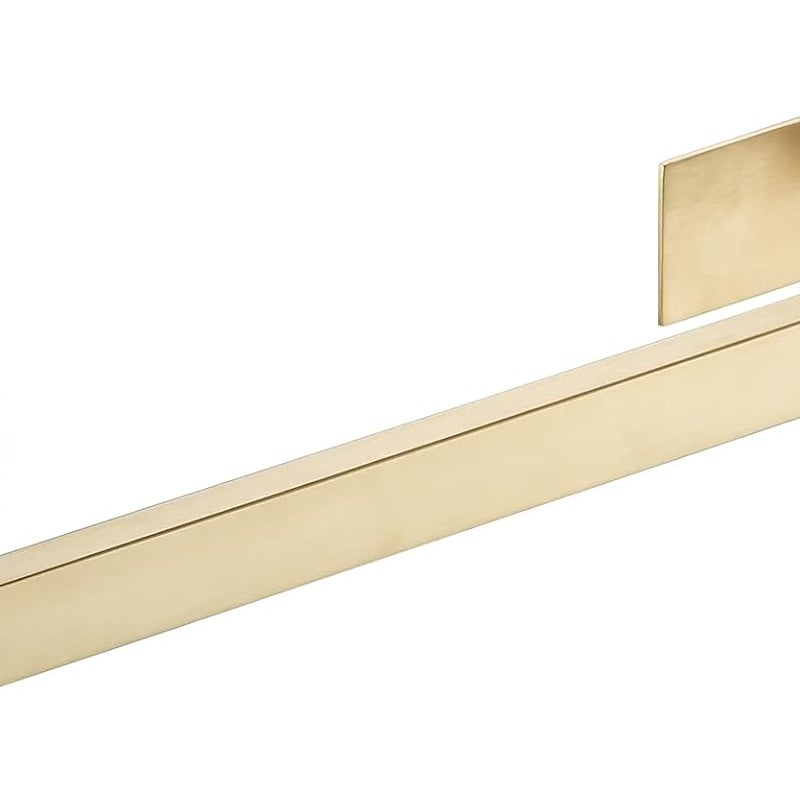 Samoprzylepny wieszak na ręczniki ze stali nierdzewnej, 35,5 cm, do łazienki, z pojedynczym drążkiem i kwadratowym wzorem w kolorze szczotkowanego zł