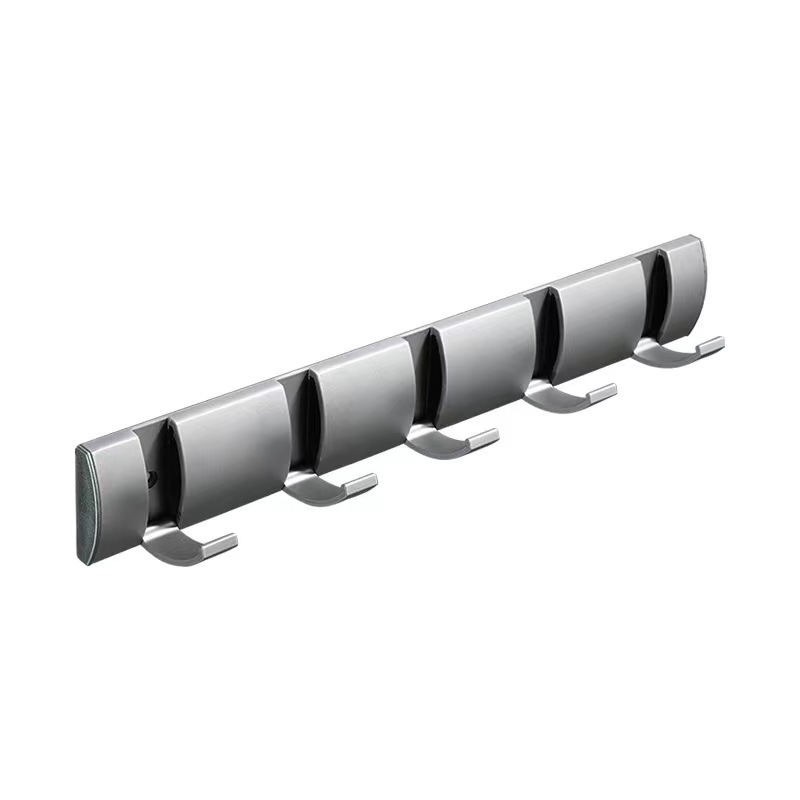 40 cm 5-punktowy wieszak ścienny z 5 wysuwanymi haczykami, metalowy, nikiel