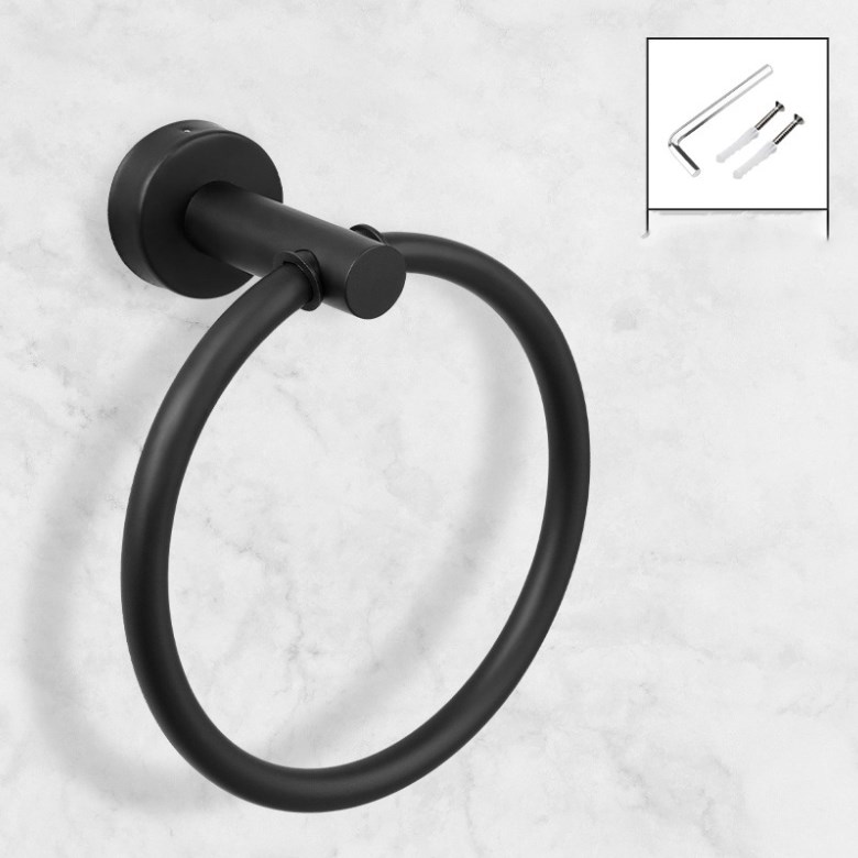 Czarny chromowany uchwyt na ręczniki ze stali nierdzewnej do łazienki.