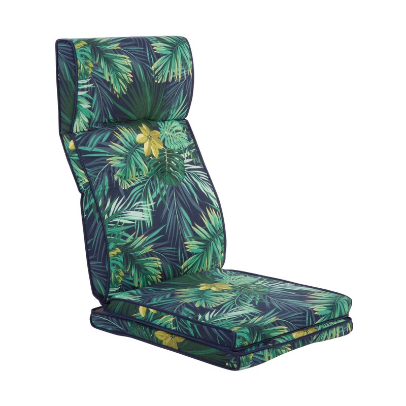 Poduszka na leżak Santander 2 w 1 zielona z motywem roślinnym Patio