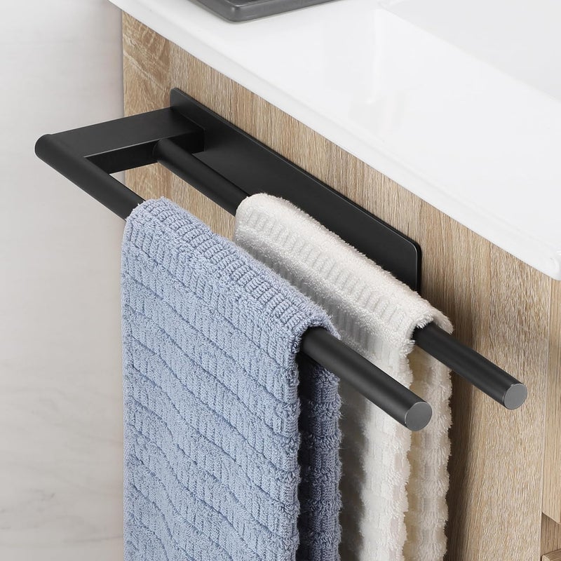 Podwójny wieszak na ręczniki 39,2 cm, samoprzylepny, montowany na ścianie, łazienkowy, bez wiercenia, ze stali nierdzewnej, wieszak na ręczniki kuchen