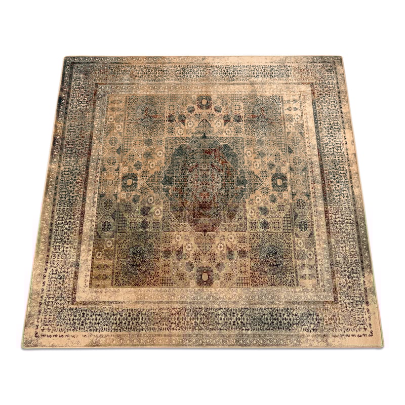 Dywan wełniany OMEGA MAMLUK Kwadrat - Rozeta vintage krem 135x135 cm
