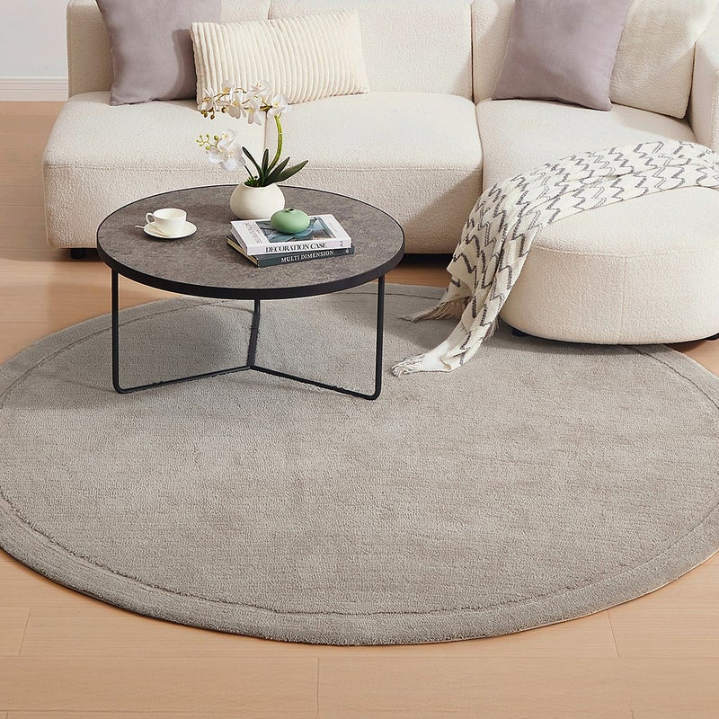 Dywan ze średniej długości włosiem , okrągły- 200 x 200 cm - Taupe - VELINA