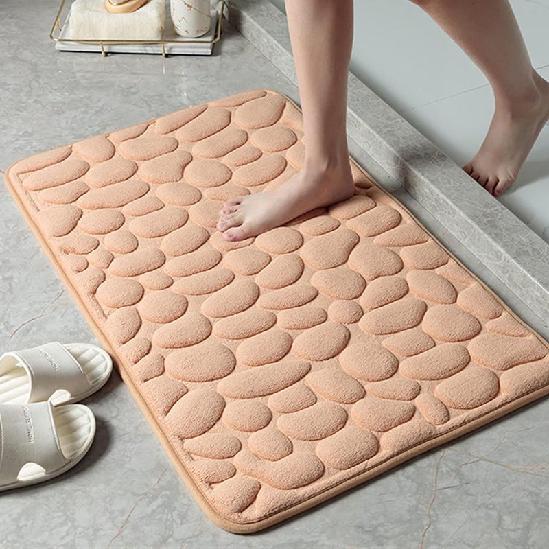 Dywanik łazienkowy - Wzór kamyków - Zapobiega poślizgom i ślizganiu się na płytkach - 40 x 60 cm, Camel