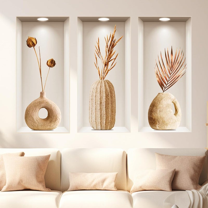 Naklejki ścienne 3D, usuwalne naklejki ścienne z PVC do salonu, naklejki ścienne z roślinami i kwiatami