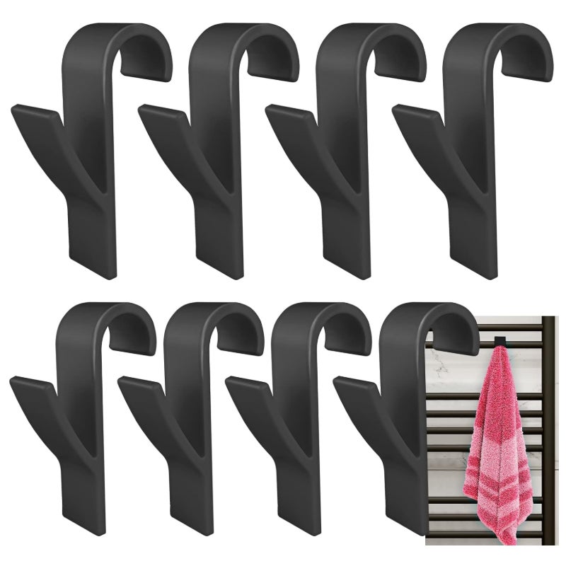 szt. okrągłych haczyków na kaloryfer, biały wieszak na ręczniki, wieszak na ręczniki łazienkowe, wieszak na ręczniki do suszarki na kaloryfer (czarny)