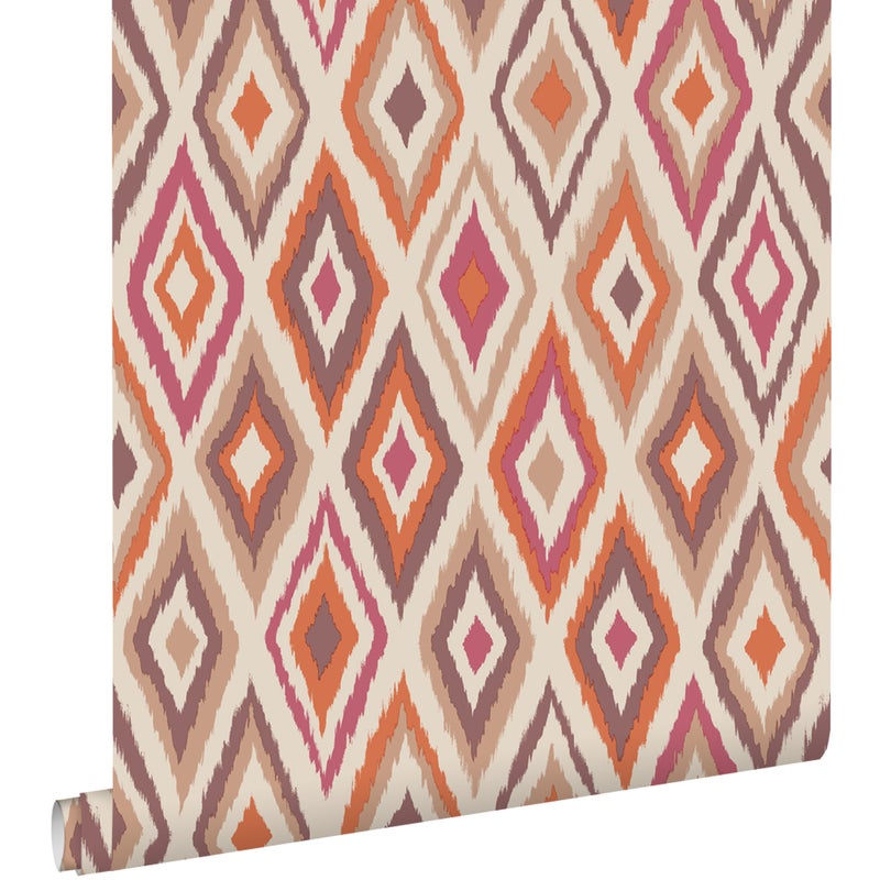 Tapeta diamenty pomarańczowym,beżowymIfioletowym - 50 x 900 cm - ESTAHOME