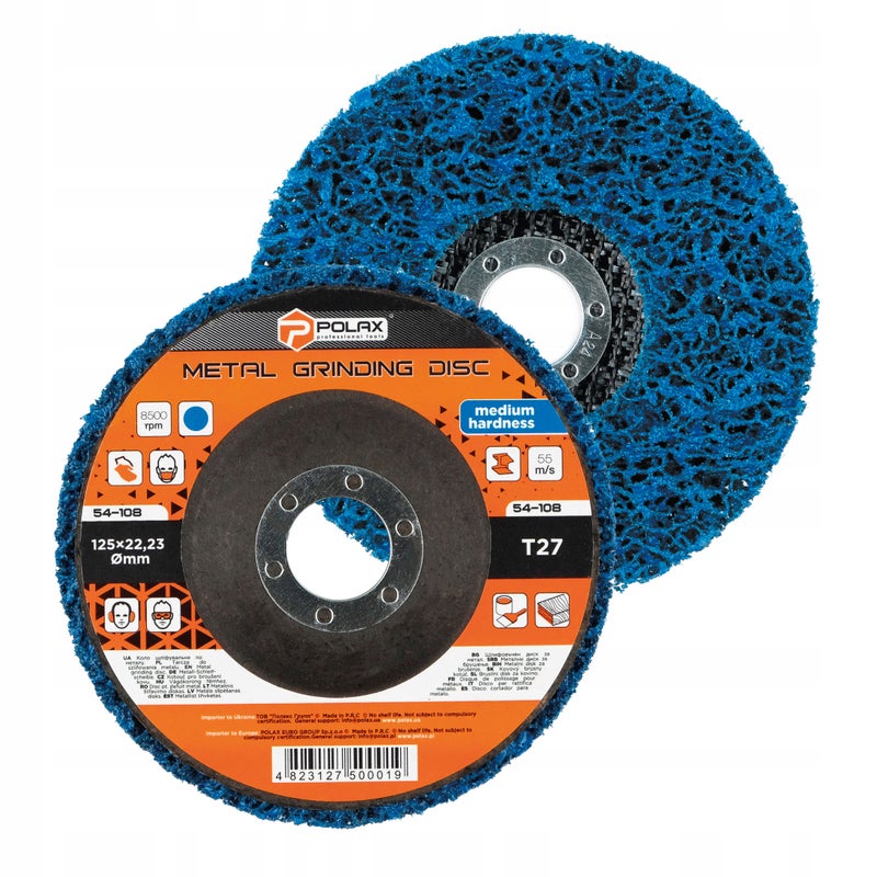 Polax Tarcza ścierna z włókniny niebieska średnia twardość T27 125×22.23mm