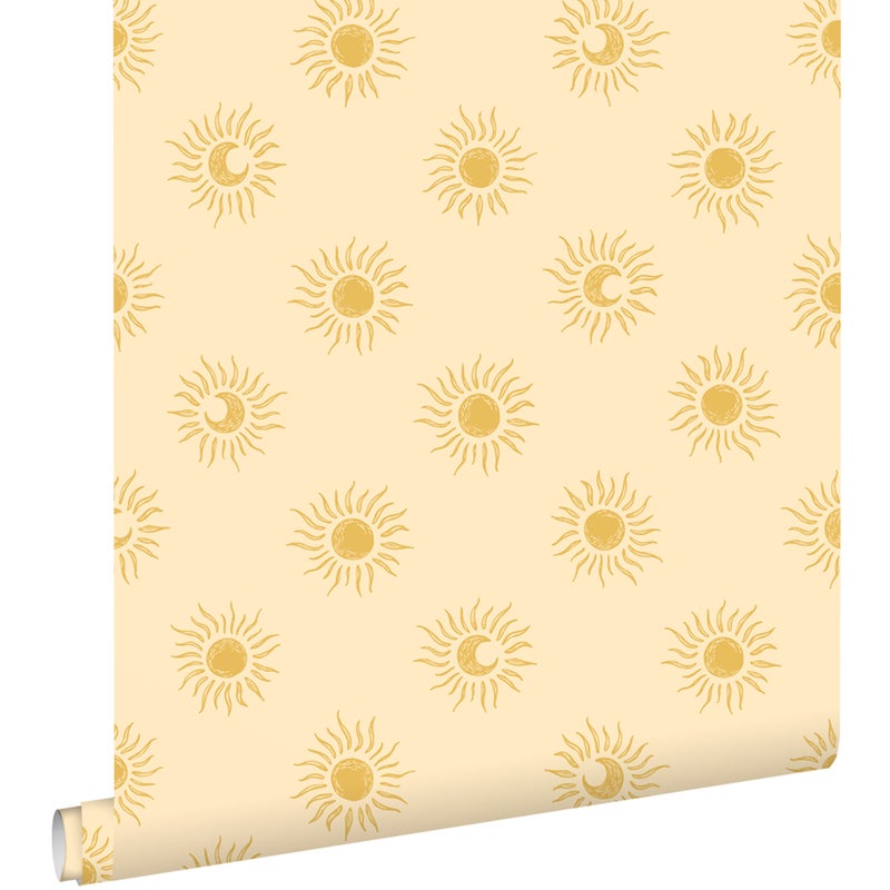 Tapeta małymi słońcami żółtym - 50 x 900 cm - ESTAHOME