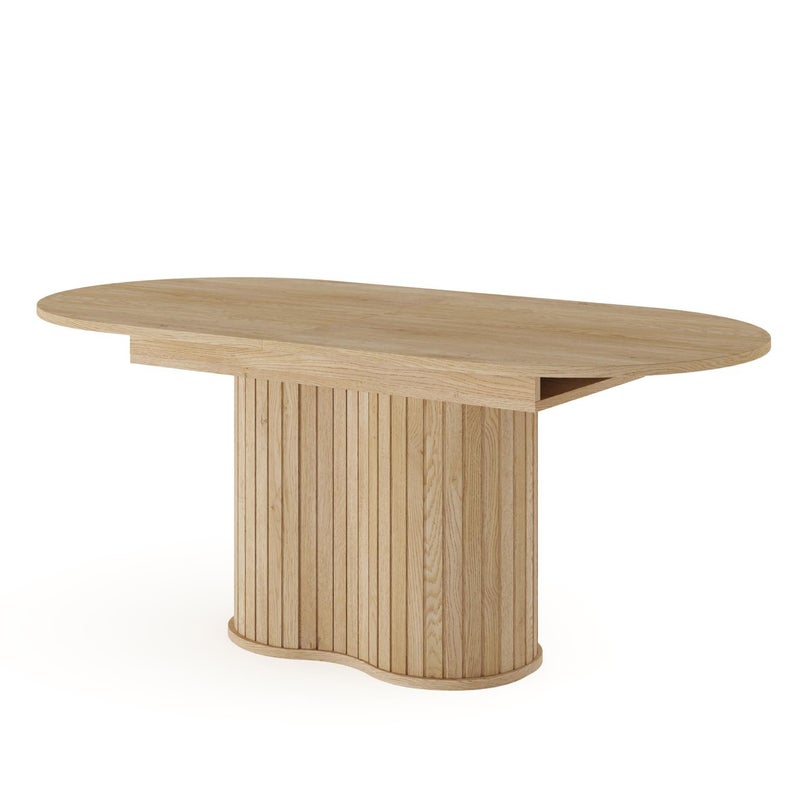 Stół rozkładany RIVO 180-220 cm - dąb cremona elegancki do jadalni z ryflowaną podstawą