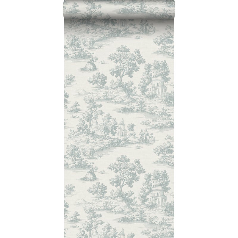 Tapeta nadruk toile de jouy jasnoniebieskim - 53 cm x 10 m - SANDERS & SANDERS