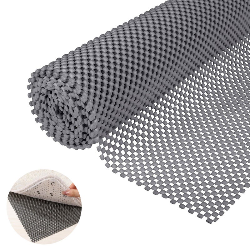 Wielofunkcyjna mata antypoślizgowa, 50 x 200 cm, mata antypoślizgowa z PVC, kolor szary, spód dywanowy antypoślizgowy, łatwa do cięcia i prania