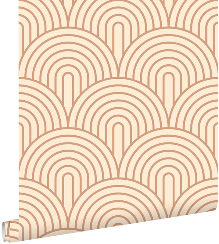 Tapeta motyw art déco brązowymIbeżowym - 50 x 900 cm - ESTAHOME