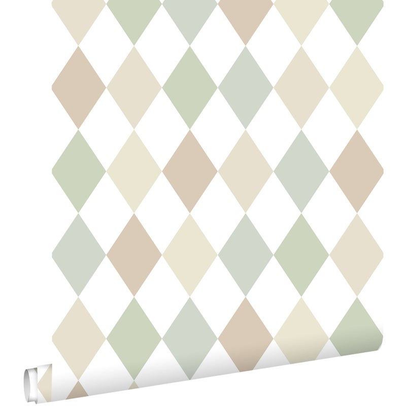 Tapeta sprawdź wzór beżowym,niebieskimIzielonym - 50 x 900 cm - ESTAHOME