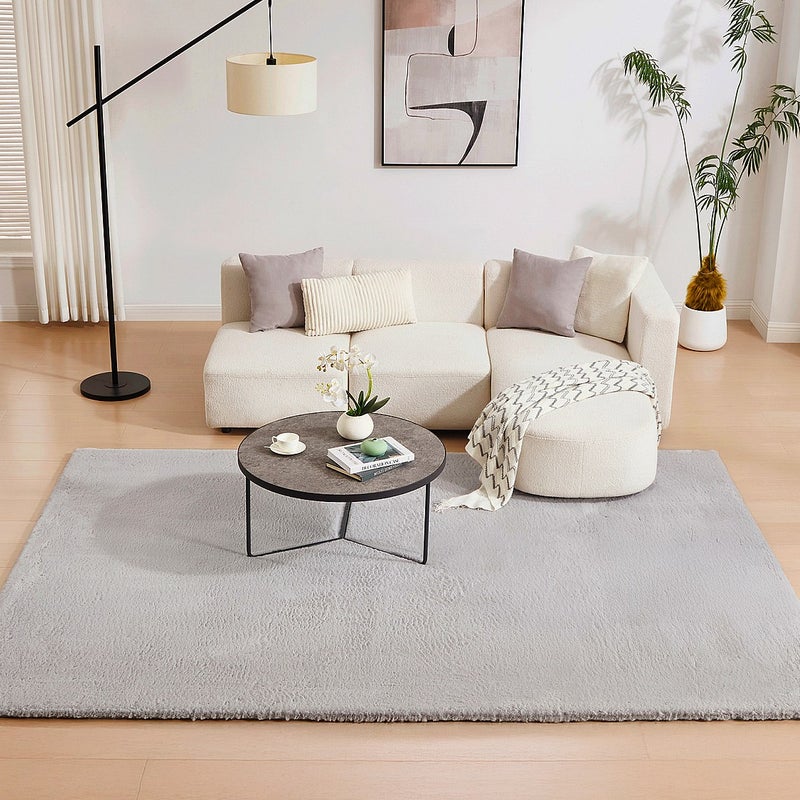 Dywan shaggy z długim włosiem imitującym futro - 200 x 290 cm - Szary - BUNNY