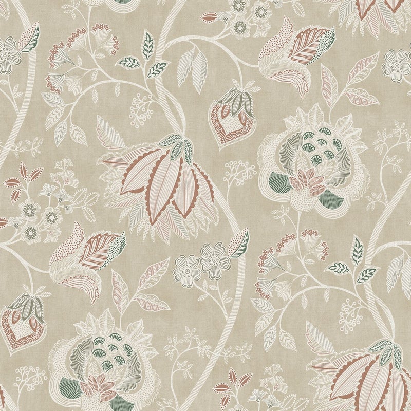 Tapeta kwiaty beżowym - 53 cm x 10 m - SANDERS & SANDERS
