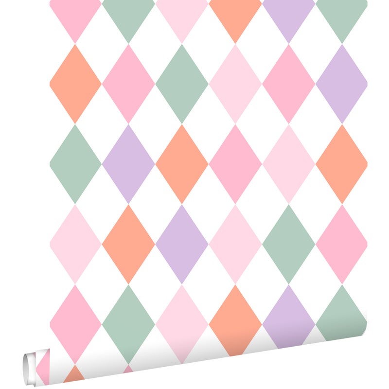 Tapeta sprawdź wzór liliowo fioletowym,pomarańczowymIróżowym - 50 x 900 cm - ESTAHOME