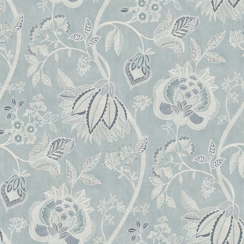 Tapeta kwiaty jasnoniebieskim - 53 cm x 10 m - SANDERS & SANDERS