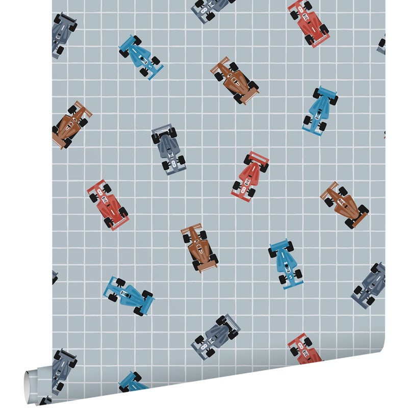 Tapeta samochody wyścigowe niebieskim - 50 x 900 cm - ESTAHOME
