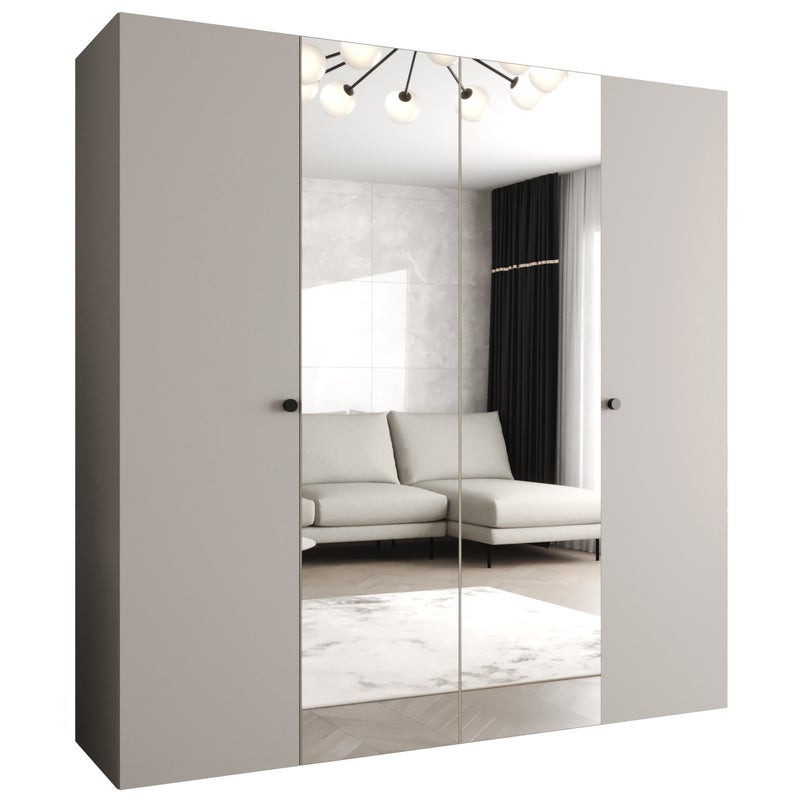 Szafa uchylna otwierana Parma 2 200 x 52 x 202 cm kaszmir + u. czarny Abiks Meble