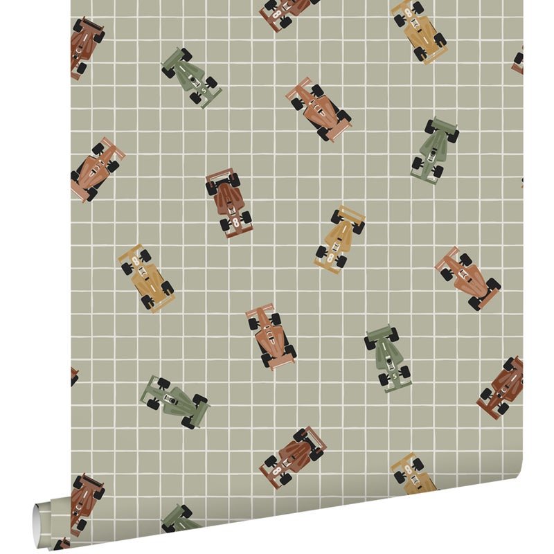 Tapeta samochody wyścigowe szaro zielonym - 50 x 900 cm - ESTAHOME