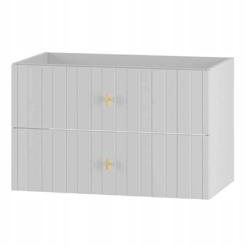 Szafka łazienkowa ELEGANTE 80 cm biała wisząca złote uchwyty mat