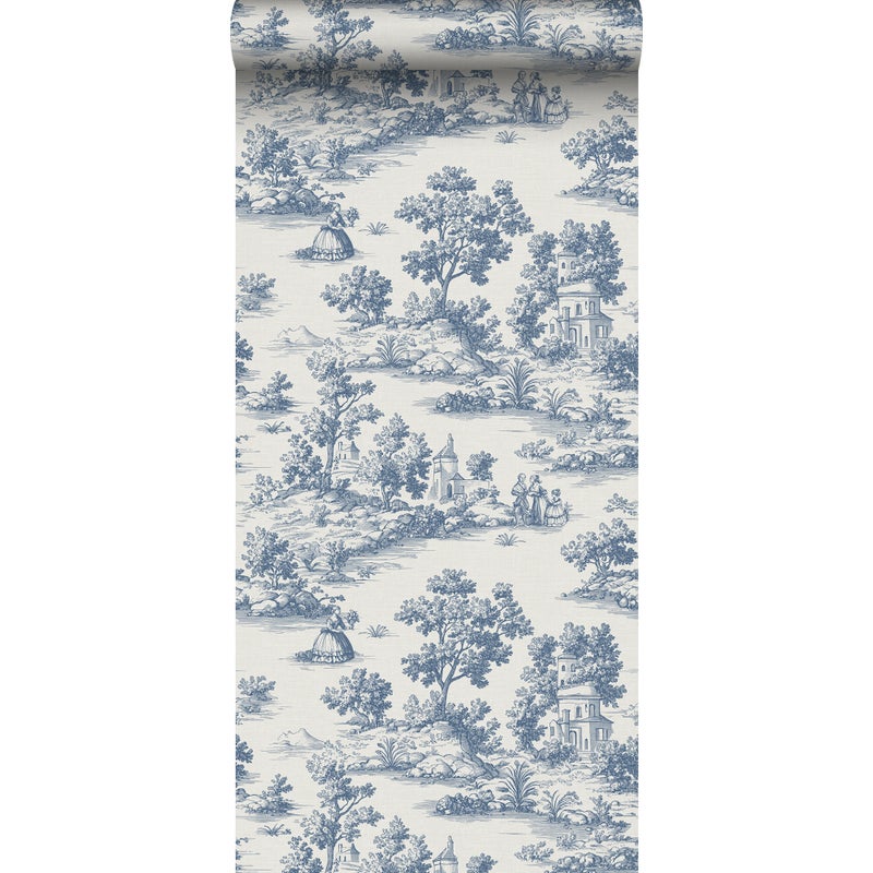 Tapeta nadruk toile de jouy niebieskim - 53 cm x 10 m - SANDERS & SANDERS