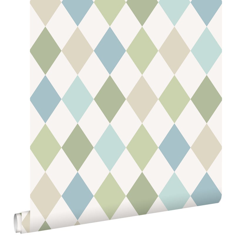 Tapeta sprawdź wzór zielonymIniebieskim - 50 x 900 cm - ESTAHOME