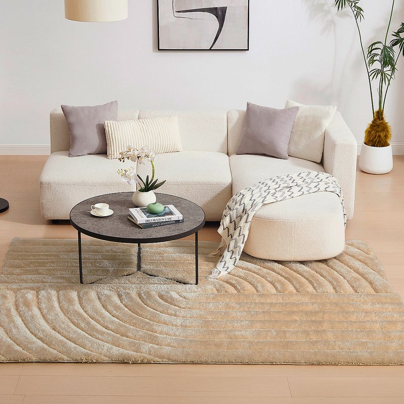 Dywan shaggy z długim włosiem, z wypukłym wzorem - 160 x 230 cm - Ciemny beż - MERISA
