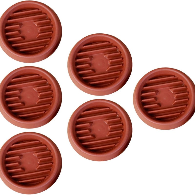 Doniczka w kolorze ceglastoczerwonym, średnica wewnętrzna 9,5 cm, 6 plastikowych pierścieni odpowiednich do roślin, gruba tacka drenażowa