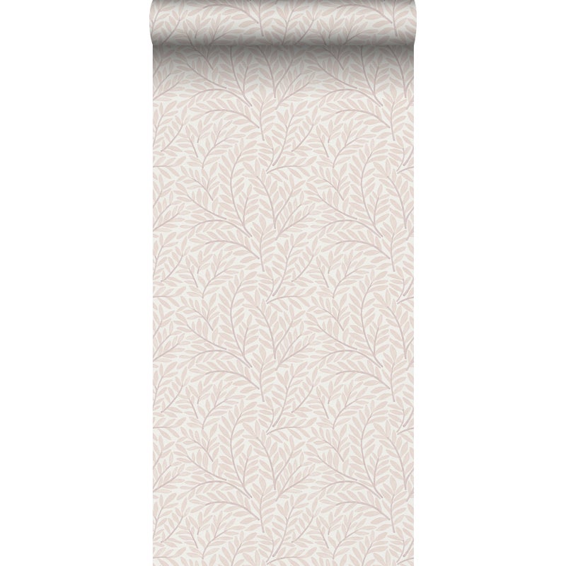 Tapeta liście w stylu skandynawskim jasnego różu - 53 cm x 10 m - SANDERS & SANDERS