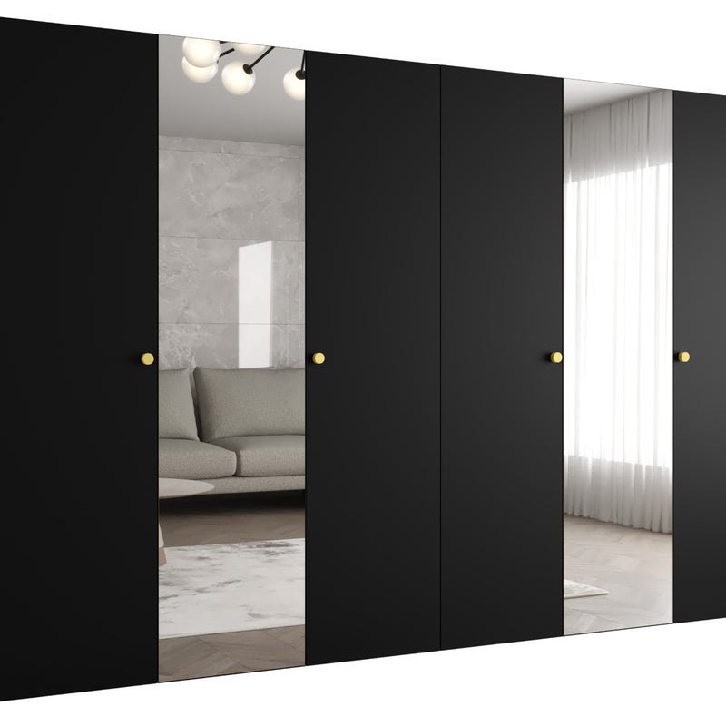 Szafa uchylna otwierana Parma 2 300 x 52 x 202 cm czarny + u. złoty Abiks Meble