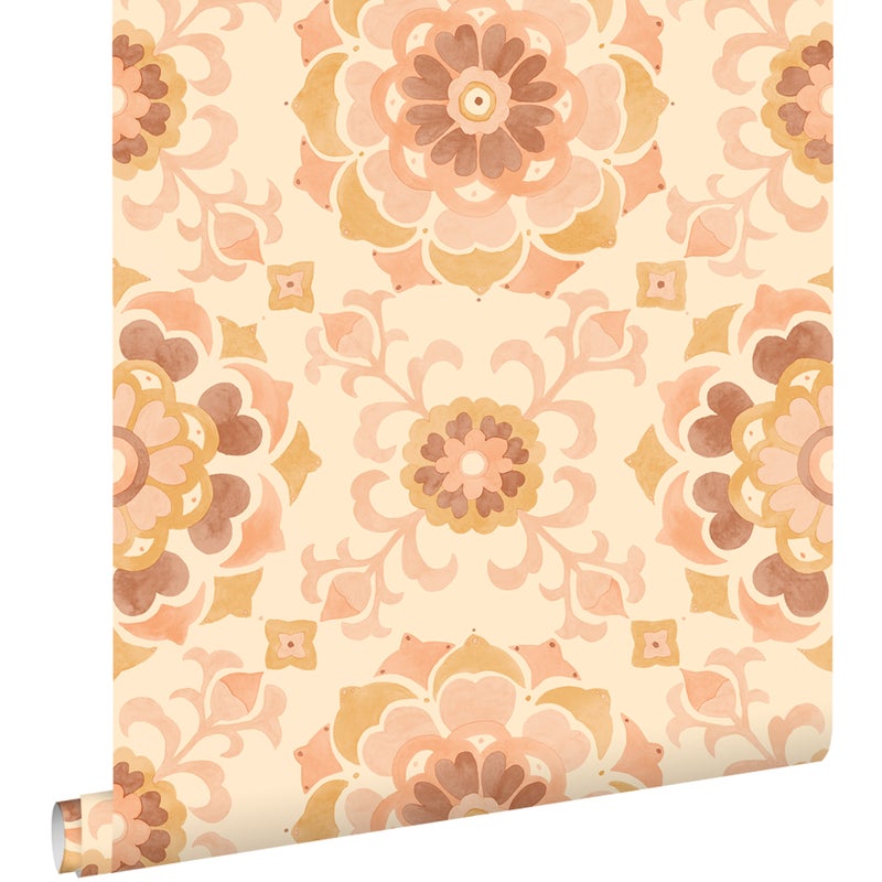 Tapeta motyw płytek beżowymIjasnego różu - 50 x 900 cm - ESTAHOME