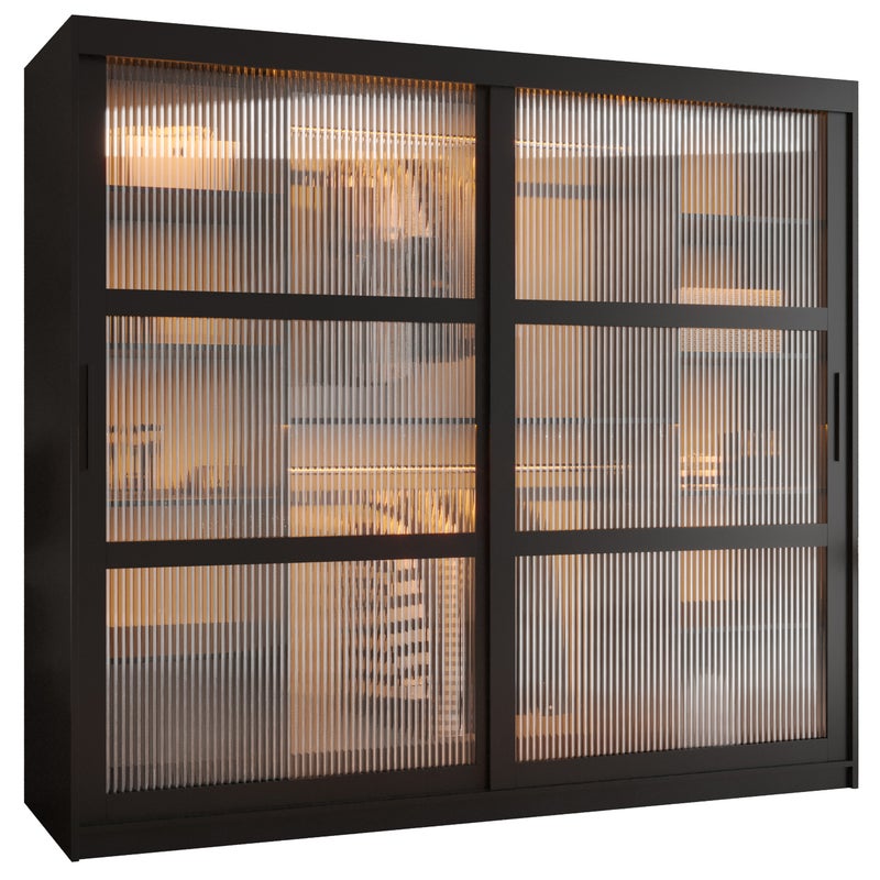 Szafa przesuwna Flutes 200 x 62 x 200 czarny