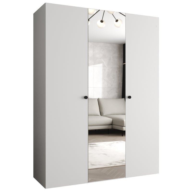 Szafa uchylna otwierana Parma 2 150 x 52 x 202 cm biały + u. czarny Abiks Meble